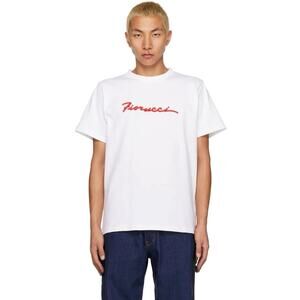 NWT Fiorucci Embroidered Squiggle Logo Relaxed White Tee Shirt